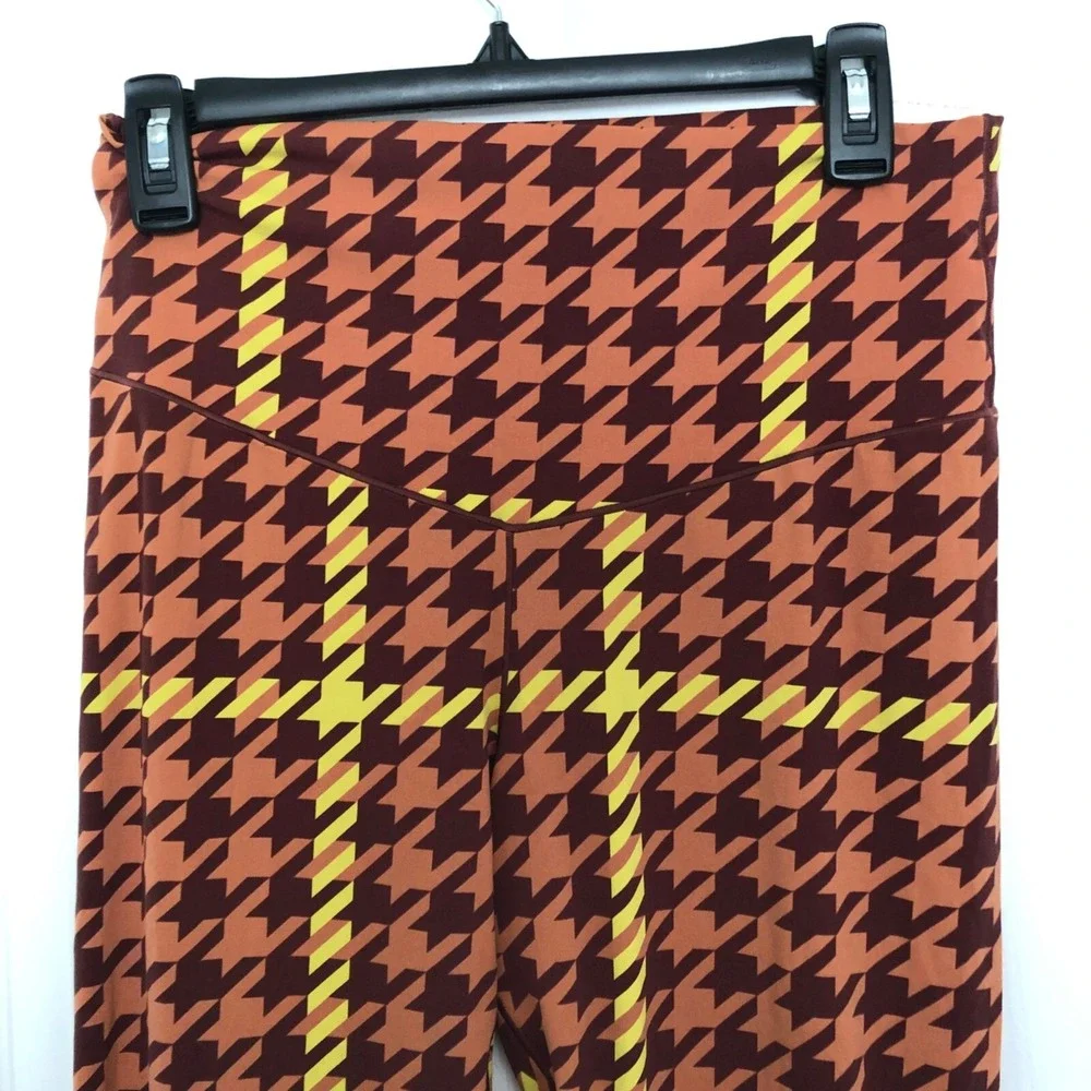 Offline By Aerie High-Rise Leggings XL Houndstooth Plaid Pattern Orange & Yellow